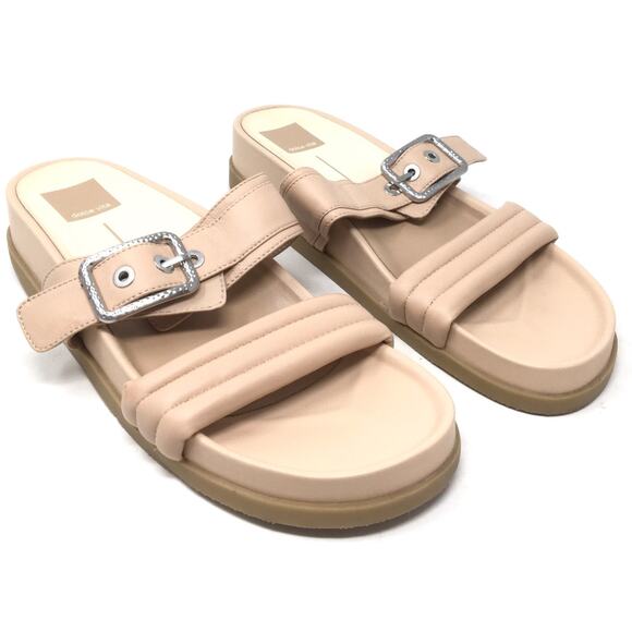 Dolce Vita Shaila Women's Sz 9 Cream Leather Buckle Strap Platform Slide Sandals - Picture 2 of 7